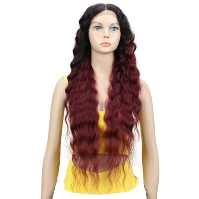 

Noble Hair Lace Front ombre blonde Wig 30 Inch Long Wavy Dark Root Synthetic Wigs 2 Colors Available Free Ship