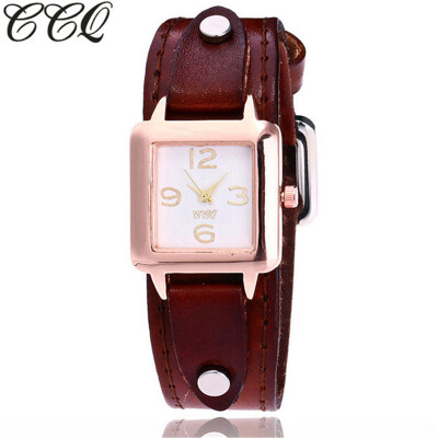 

CCQ Brand Leather Watch Men Women Wristwatch Quartz montre femme marque Times New Roman Clock Ladies Gift Hot Selling 533