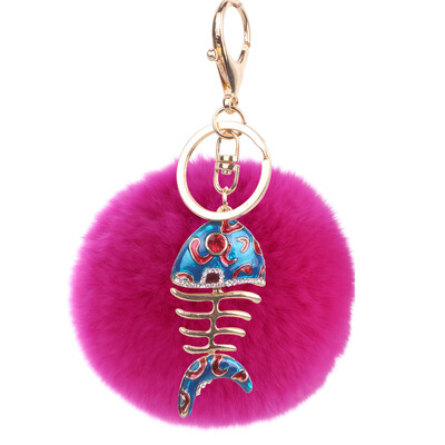 

Creative Smart Fishbone Keychain Rex Rabbit Plush Pendant Bag Mobile Phone Charm Fashion Pendant