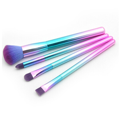 

Toponeto 4 Pcs Plastic Handle Makeup Brush Powder Brush Eye Brush Portable Makeup Set