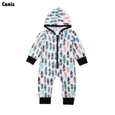 

US Toddler Newborn Baby Boys Long Sleeve Hooded Romper Bodysuit Jumpsuit Outfits