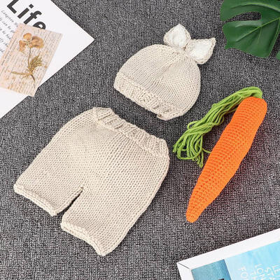 

Greensen Three-piece Infant Photography Props Rabbit Suit for Newborn Baby Photo Clothes