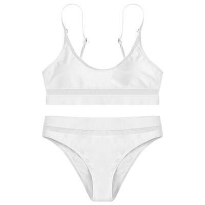 

Padded See-through Women Bikini Set Mid Waist Swimsuit