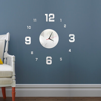 

Modern Creative Round Figure Sticker Acrylic Mirror Surface Non-ticking Wall Clock
