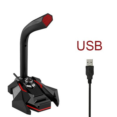 

Wired Tabletop Desktop Microphone Condenser Mic Professional USB Cable Studio With LED Gaming Light Mikrafon for Computer Record