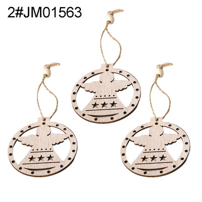 

3Pcs Retro Wooden Hollow Pendants with Rope DIY Crafts Christmas Tree Ornaments