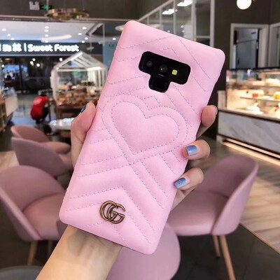 

Luxury Pattern Back case for Samsung Galaxy Note 9 Hard PC Leather Phone Case for Note9 Logo
