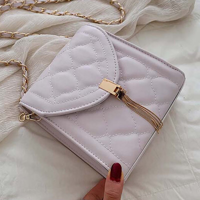 

Lingge embroidered thread texture womens bag 2019 new fashion texture single shoulder slant chain small square bag