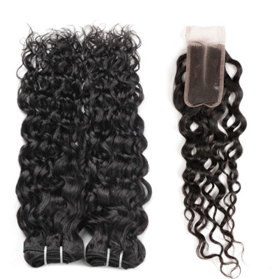 

Allove 8A Brazilian Water Wave Hair Bundles 3pcs with 24 Closure