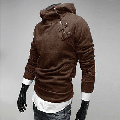 

Mens metal buckle padded jumpsuit casual shirt shirt sweater hooded jacket New