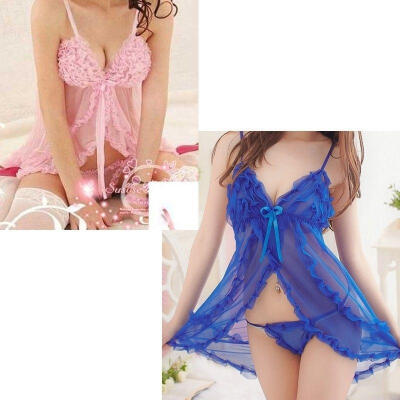 

Sexy Lingerie Babydoll Lace Dress Underwear Transparent Nightwear Royal Deep