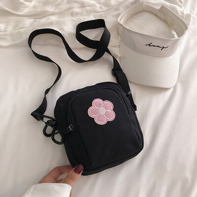 

Cute flower crossbody bag 2019 new small fresh temperament canvas bag female casual simple fashion shoulder bag