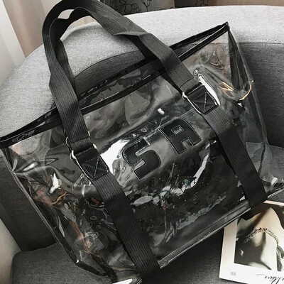 

Tailored Womens Fashion Transparent Shoulder Bag Solid Color Handbag Large Capacity Bag