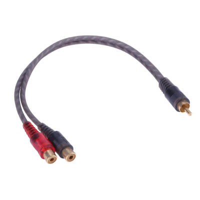 

1pc 30cm 2 RCA Male to 1 RCA Female OFC Splitter Cable for Car Audio System