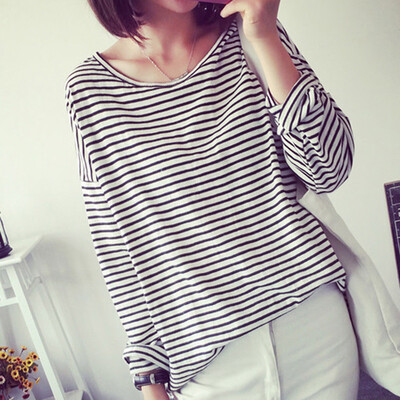 

Nomeni Fashion Stripe Womens Regular Long Sleeve Round Neck T-shirt