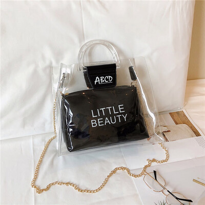 

Tailored Fashion Lady Transparent Jelly Letter Wild Chain Shoulder Bag Messenger Bag