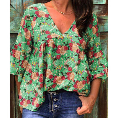

Starmoon Womens Summer Casual Half Sleeve V Neck Printed T Shirt Tops Blouse