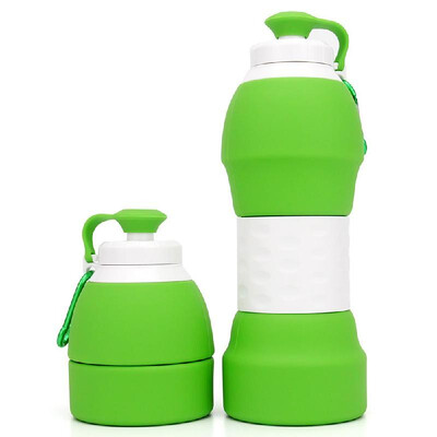 

580ml Collapsible Silicone Water Bottle with Carabiner for Cycling Gym Hiking Camping Travel Office