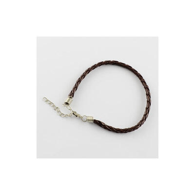 

Trendy Braided Imitation Leather Bracelet Making with Iron Lobster Claw Clasps&End Chains CoconutBrown 200x3mm