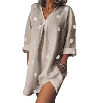 

Women Irregular Dress Loose Summer Long Sleeve Mini Dress Cotton & Linen Casual Dress Shirt Dress