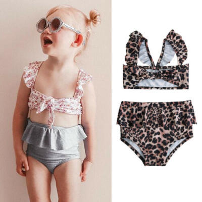 

Baby Girls Toddler Kid Leopard Swimwear Swimsuit Bowknot Bikini Set Bathing Suit