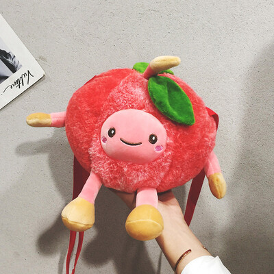 

2019 new wave casual fashion plush toy girl messenger bag cartoon cute child fun fruit shoulder bag