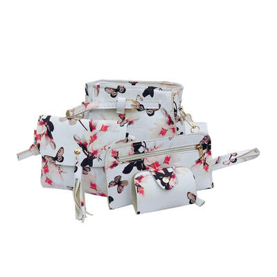 

4pcsset Shoulder Bags Clutch Women PU Leather Messenger Flower Print Bags