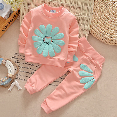 

2Pcs Infant Baby Girls Kids Long Sleeve Sun Flower T-shirt TopsPants Outfit Set
