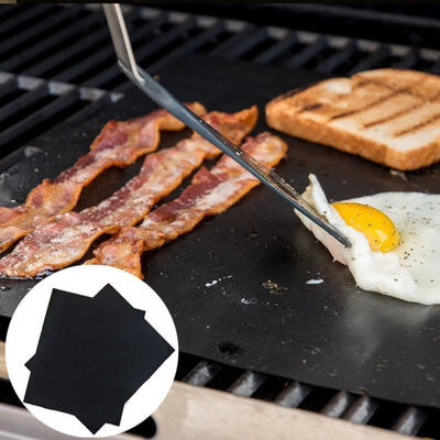 

1 pc 40X33CM Family Party Non Stick Teflon BBQ Liners Oven Grill Foil Barbecue Liner Reusable Mat Color Black
