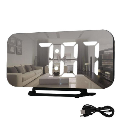 

Creative Multifunctional LED Snooze Mirror Clock Electronic Digital Screen Plastics With Battery Mute Nightlight