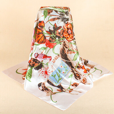 

Simulation silk scarf spot wholesale 90cm satin large square scarf Yiwu scarf factory direct sales special gift