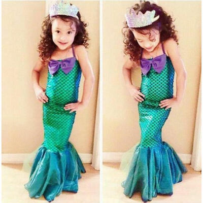 

2019 Kids Sequin Little Mermaid Set Girls Princess Fancy Dress Up Party Costume