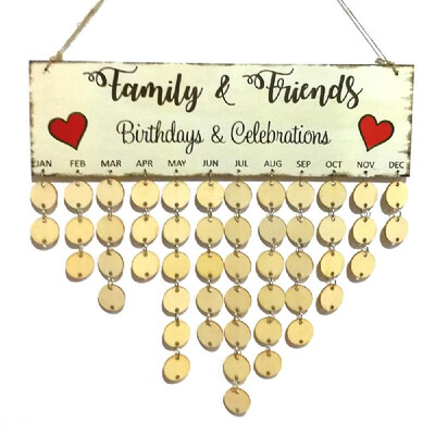 

Wooden Calendar Board Sign Family Celebration&Birthday Reminder DIY Wooden Craft for Home Decoration