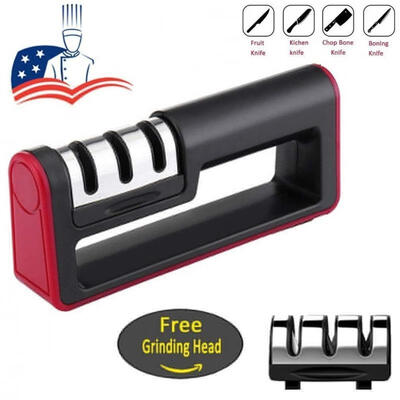 

Best Manual Stainless Steel Knife Sharpener for Straight&Serrated Knives Ceramic&Tungsten - Easy Sharpening for Dull