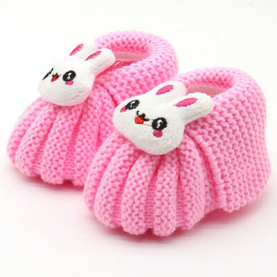 

WEIXINBUY Infant Toddler Girls Winter Warm Booties Girl Cute Rabbit Snow Crochet Knit Fleece Shoes Baby Walker Crib Boots