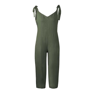 

Women Summer Stylish Sexy Loose Solid Color All-match Sleeveless V-neck Concise Jumpsuits