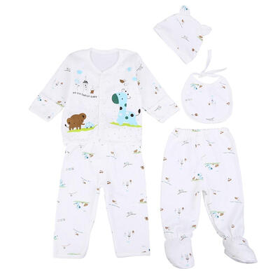 

Newborn Baby Underwear Set Cotton Cartoon Deer Tops Pants Hat Saliva Towel