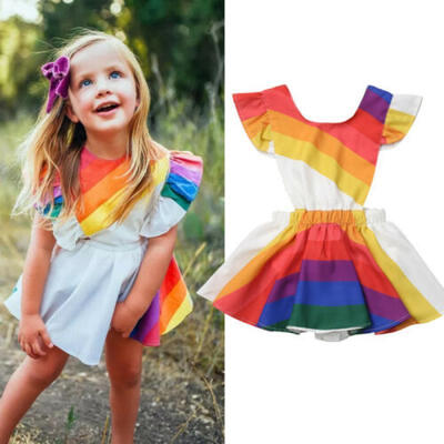 

US Toddler Girls Princess Romper Dress Kids Party Pageant Back Bow Tutu Dresses