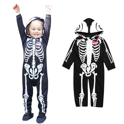 

Toddler Infant Baby Boy Hooded Skull Skeleton Romper Jumpsuit Outfits Clothes