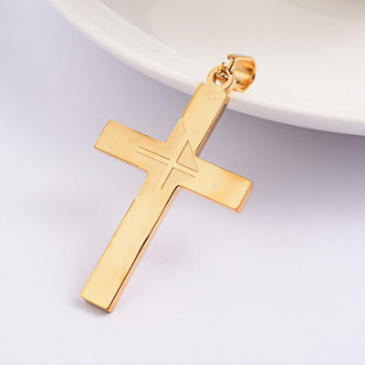 

Cross 304 Stainless Steel Pendants Golden 415x25x2mm Hole 45x65mm