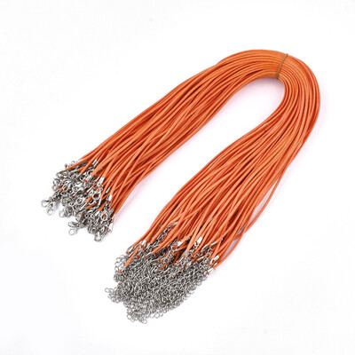 

Waxed Cord Necklace Making with Iron Lobster Claw Clasps Platinum Orange 178"18"45546cm 2mm