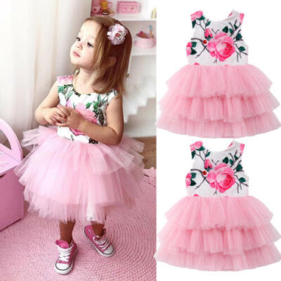 

Infant Kids Baby Girl Lace Bow Tutu Dress Kids Princess Party Wedding Tulle Gown