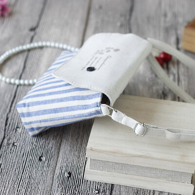 

Tailored Women Fresh Striped Girls Shoulder Bags Cotton Bags Small Crossbody Bag