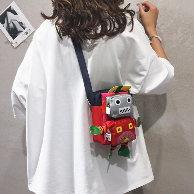 

Cartoon small bag female 2019 new cute doll shoulder Messenger bag tide Korean version of the foreign funny robot bag
