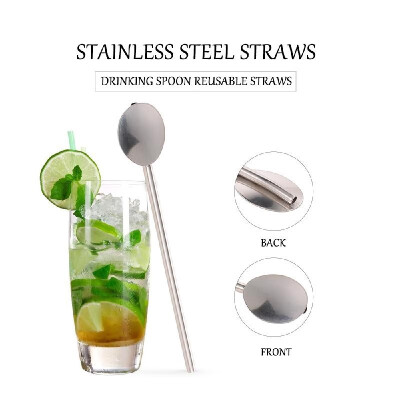 

Stainless Steel Straws Drinking Spoon Reusable Straws for Cocktail Serving Kitchen Barbecue Party Bar BBQ