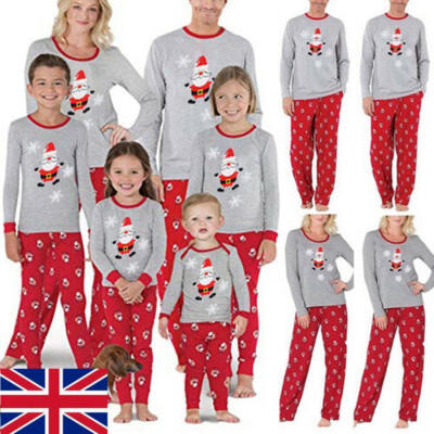 

UK Christmas Family Match Striped Pajamas Set Kid Mom Dad Sleepwear Nightwear