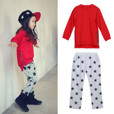 

Toddler Baby Kids Girl Outfits Sweatshirt TopsStar Pants 2pcs Clothes Set