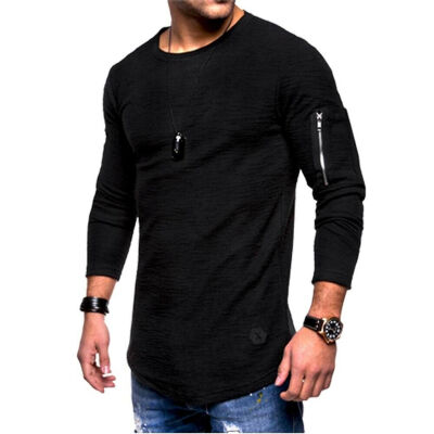 

SUNSIOM Mens Casual Long Sleeve Fashion Shirts Crew Neck Zipper Jumper Tops T-Shirt