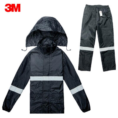 

3M R2911 Water-Resistant Breathable Rain Suits Hooded Rainwear Jacket & Trousers High Visibility Reflective Raincoat