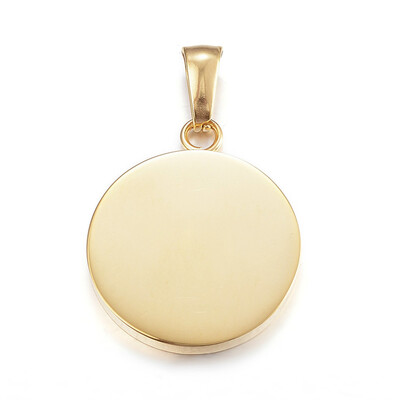

304 Stainless Steel Pendants Flat Round Blank Stamping Tag Golden 235x20x2mm Hole 35x7mm